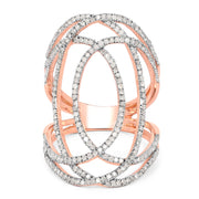 Bids.com 14K Rose Gold Plated 0.73 Carat Genuine White Diamond .925 Sterling Silver Ring Rings