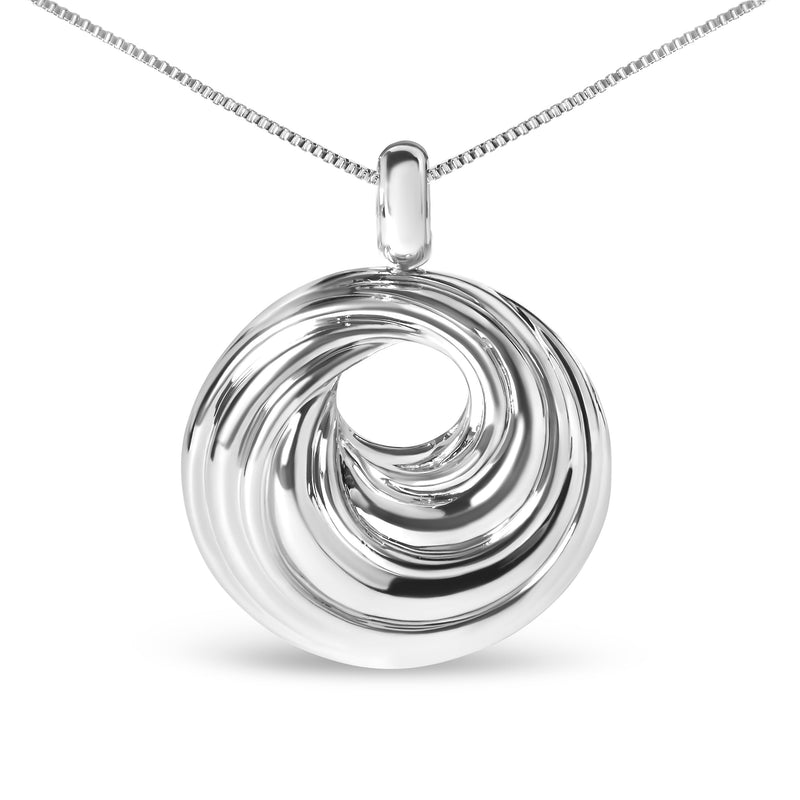 Bids.com .925 Sterling Silver Endless Wave Swirl Statement Medallion 18" Pendant Necklace Necklaces