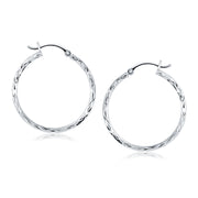 Bids.com 14k White Gold Diamond Cut Hoop Earrings Earrings
