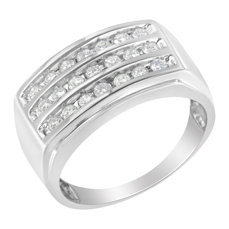 Bids.com 14K White Gold Men's Diamond Channel Set Band Ring (1 cttw, H-I Color, SI2-I1 Clarity) Rings