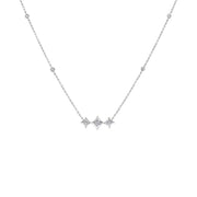 Bids.com 10K White Gold Bezel Set Princess Diamond 3 Stone Kite Shape and Station Necklace (H-I Color, SI2-I1 Clarity) - 18" Inches Necklaces