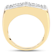 Bids.com 14K Yellow Gold Plated 0.19 Carat Genuine White Diamond .925 Sterling Silver Ring Rings