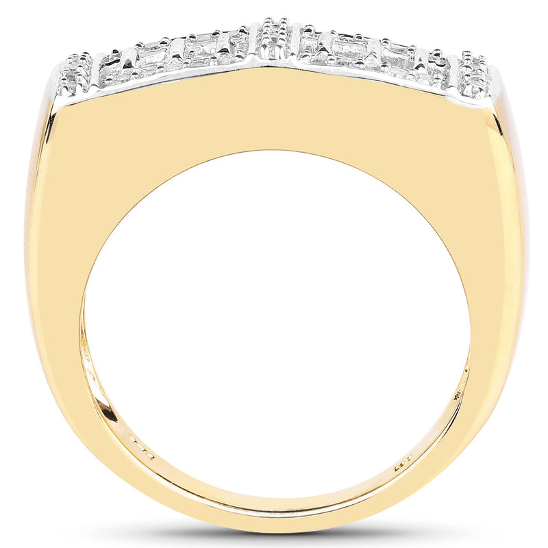Bids.com 14K Yellow Gold Plated 0.19 Carat Genuine White Diamond .925 Sterling Silver Ring Rings