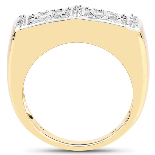 Bids.com 14K Yellow Gold Plated 0.19 Carat Genuine White Diamond .925 Sterling Silver Ring Rings