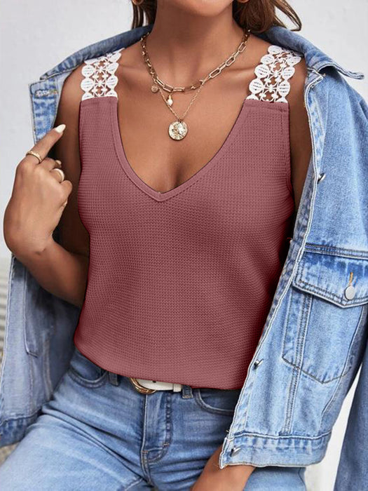 Lace Detail V-Neck Tank