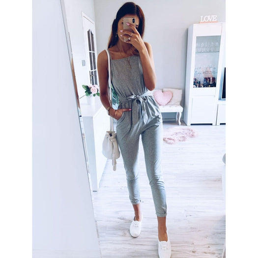 Tied Spaghetti Strap Square Neck Jumpsuit