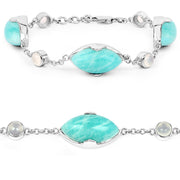 Bids.com 29.70 Carat Genuine Amazonite and White Agate .925 Sterling Silver Bracelet Bracelets