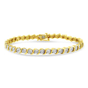 Bids.com 14K Rose Gold Plated .925 Sterling Silver 1/4 Cttw Diamond Round Miracle Plate and "S" Link Tennis Bracelet (I-J Color, I2- I3 Clarity) - 7" Bracelets