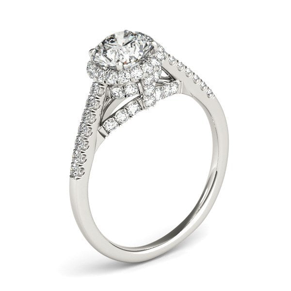 Bids.com 14k White Gold Round Cut Pave Set Shank Diamond Engagement Ring (1 3/8 cttw) Rings