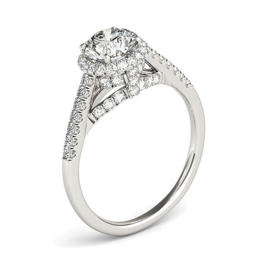 Bids.com 14k White Gold Round Cut Pave Set Shank Diamond Engagement Ring (1 3/8 cttw) Rings