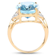 Bids.com 14K Yellow Gold Plated 11.32 Carat Genuine Blue Topaz and White Topaz .925 Sterling Silver Ring Rings