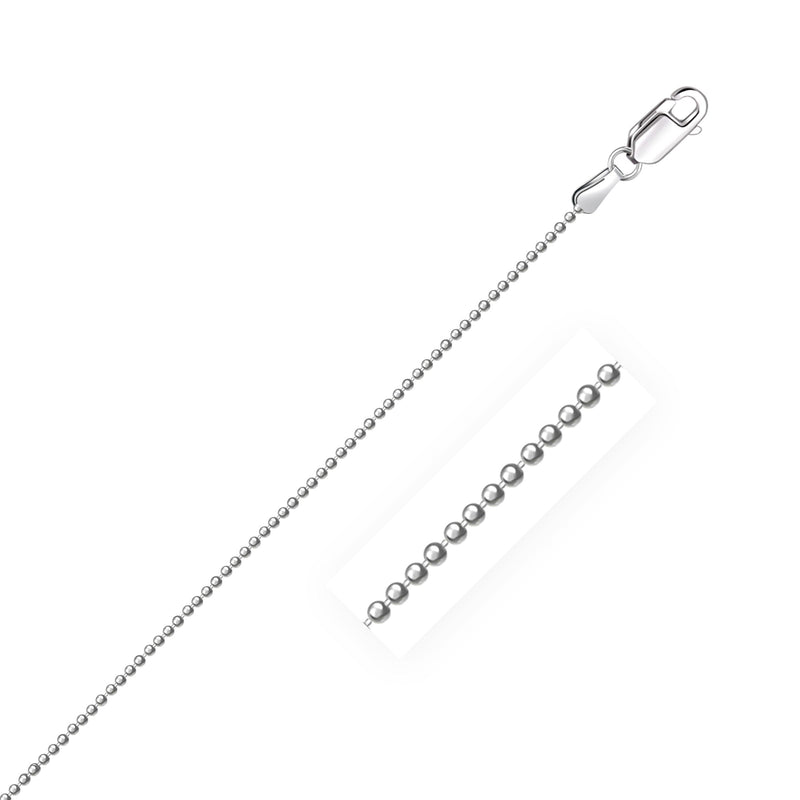 Bids.com 14k White Gold Diamond-Cut Bead Chain 1.2mm Necklaces