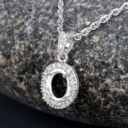 Bids.com 0.18 Carat Genuine White Diamond 14K White Gold Semi Mount Pendant - holds 8x6mm Oval Gemstone Pendants
