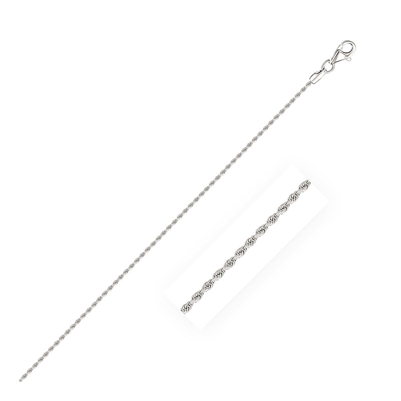 Bids.com 14k White Gold Solid Diamond Cut Rope Chain 1.5mm Necklaces
