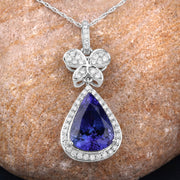 Bids.com 5.54 Carat Genuine Tanzanite and White Diamond 18K White Gold Pendant Pendants