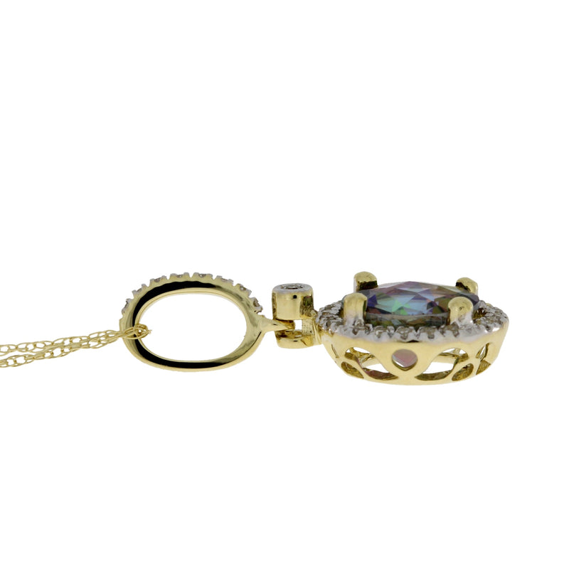 Bids.com Mystic Fire Topaz Fashion Pendants 14KT Yellow Gold Pendants