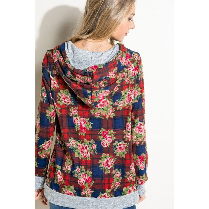 Plaid Floral Mix Sweatshirts