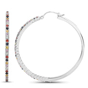 Bids.com 2.24 Carat Genuine Multi Sapphire .925 Sterling Silver Earrings Earrings