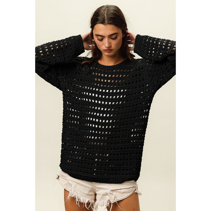 BiBi Round Neck Openwork Knit Cover Up