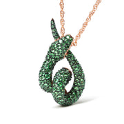 Bids.com 18K Rose Gold Round Green Tsavorite Gemstone Cluster Spiral Snake Design 18" Pendant Necklace (AAA+ Quality) Necklaces
