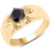 Bids.com 14K Yellow Gold Plated 1.00 Carat Genuine Black Diamond .925 Sterling Silver Ring Rings