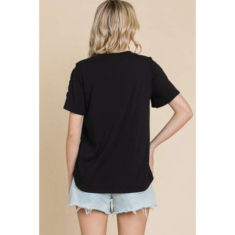 Culture Code Round Neck Crisscross Short Sleeve T-Shirt