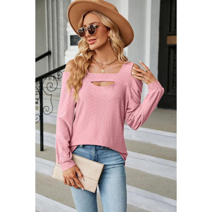 Cold Shoulder Square Neck Cutout Blouse