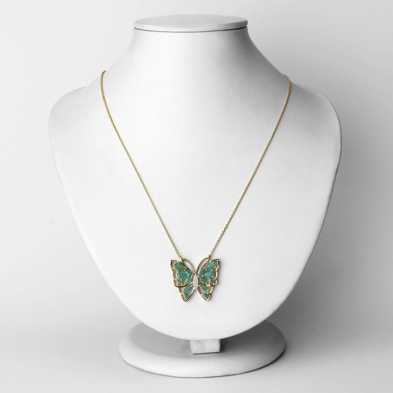 Bids.com 2.60 Carat Genuine Emerald and White Zircon .925 Sterling Silver Necklace Necklaces