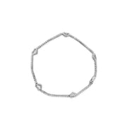 Bids.com 14K White Gold 1 1/2 Cttw Diamond Heart Station Strand Bracelet (H-I Color, I1-I2 Clarity) - 7.5 Inches Bracelets
