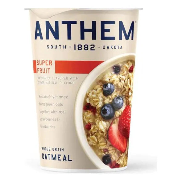 Anthem Oats - Oatmeal Whole Grain Super Fruit (Pack of 6) 3.25 Oz