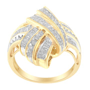 Bids.com 10K Yellow Gold Diamond Bypass Cocktail Ring (1 1/5 Cttw, I-J Color, I2-I3 Clarity) - Size 8 Rings