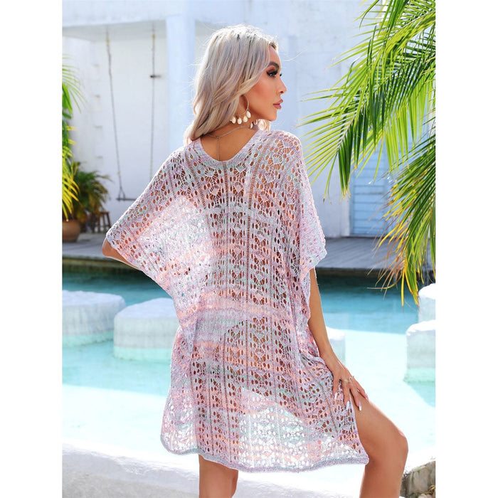 Slit Openwork V-Neck Cover Up