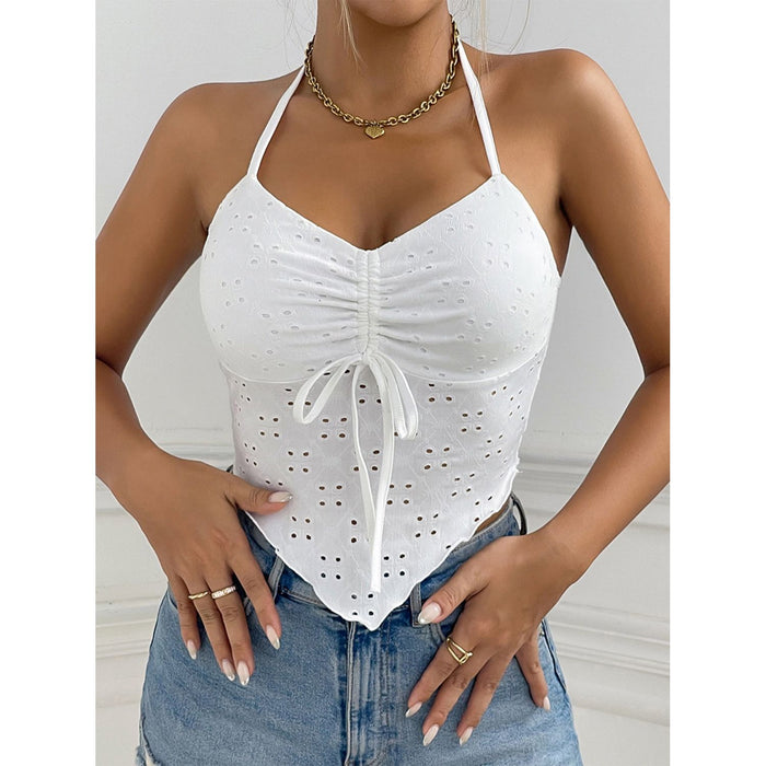 Eyelet Halter Neck Cami