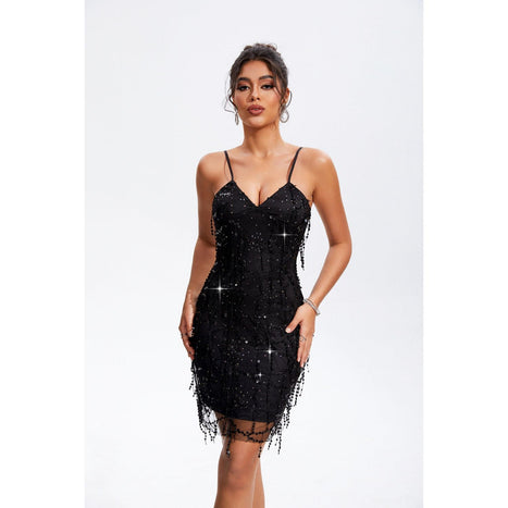 Sequin V-Neck Wrap Cami Dress