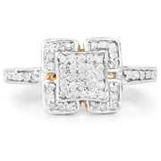 Bids.com 14K Yellow Gold Plated 0.24 Carat Genuine White Diamond .925 Sterling Silver Ring Rings