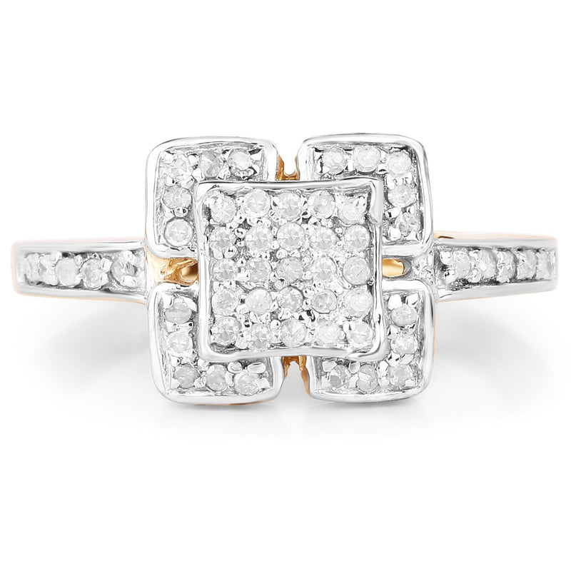 Bids.com 14K Yellow Gold Plated 0.24 Carat Genuine White Diamond .925 Sterling Silver Ring Rings