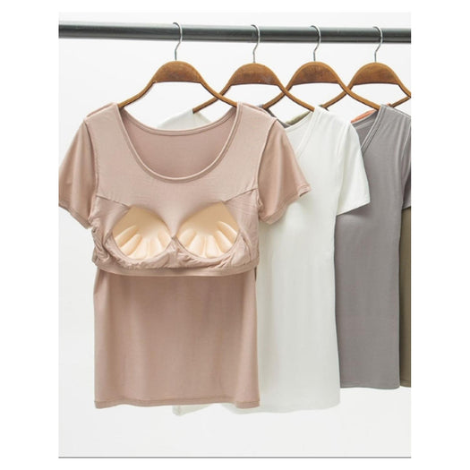 Round Neck Modal T-Shirt with Bra