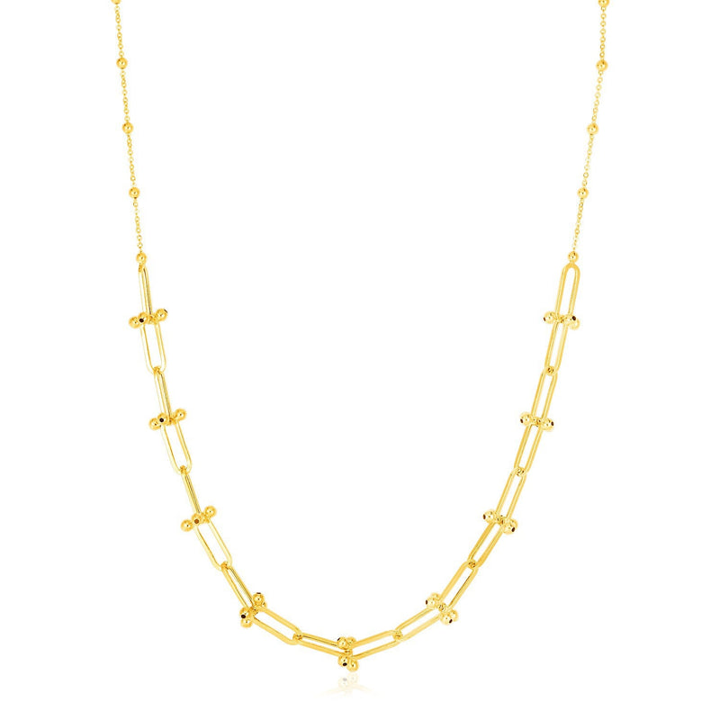 Bids.com 14k Yellow Gold Beaded U Link Chain Necklace Necklaces