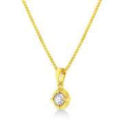 Bids.com 14K Yellow Gold Plated .925 Sterling Silver 1/2 Cttw Brilliant Round Cut Diamond Solitaire Milgrain 18" Pendant Necklace (K-L Color, I2-I3 Clarity) Necklaces