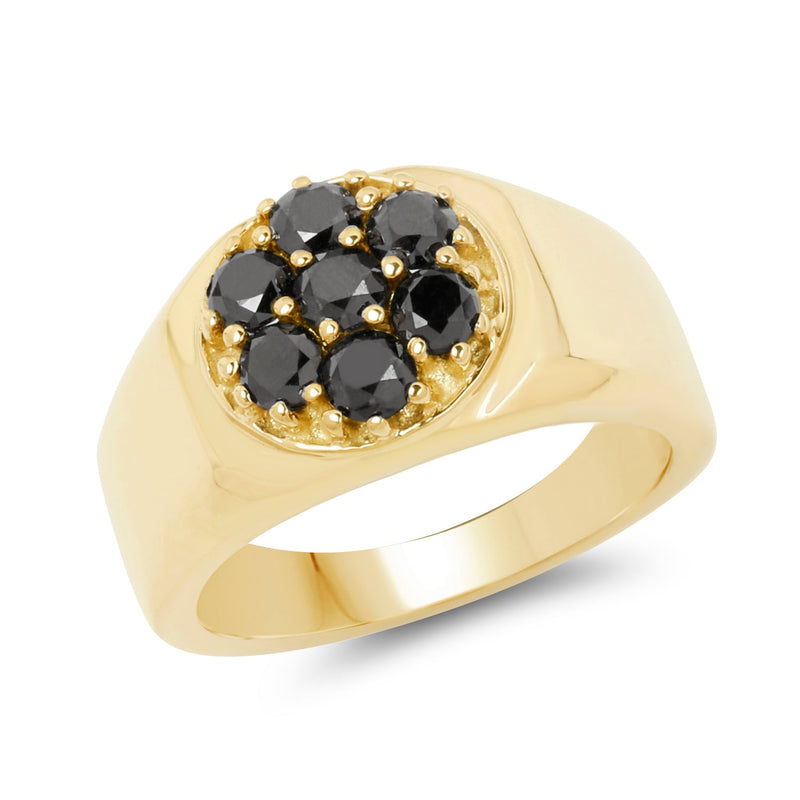 Bids.com 14K Yellow Gold Plated 0.98 Carat Genuine Black Diamond .925 Sterling Silver Ring Rings