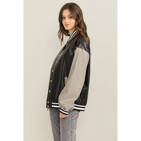 HYFVE Game On PU Colorblock Baseball Jacket