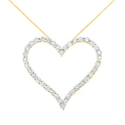 Bids.com 10k Yellow Gold Plated .925 Sterling Silver 3.0 cttw Round-Cut Diamond Open Heart Pendant Necklace (J-K Color, I1-I2 Clarity) - 18" Necklaces
