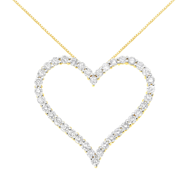 Bids.com 10k Yellow Gold Plated .925 Sterling Silver 3.0 cttw Round-Cut Diamond Open Heart Pendant Necklace (J-K Color, I1-I2 Clarity) - 18" Necklaces