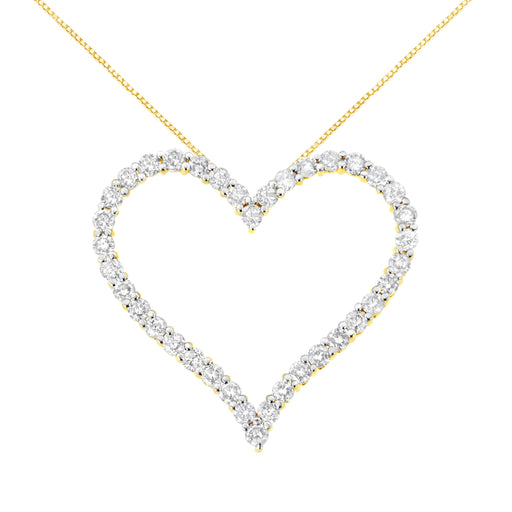 Bids.com 10k Yellow Gold Plated .925 Sterling Silver 3.0 cttw Round-Cut Diamond Open Heart Pendant Necklace (J-K Color, I1-I2 Clarity) - 18" Necklaces