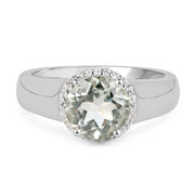 Bids.com 1.87 Carat Genuine Green Amethyst and White Topaz .925 Sterling Silver Ring Rings