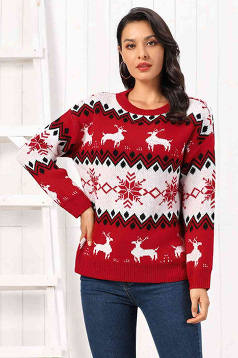 Reindeer Round Neck Sweater by VYSN