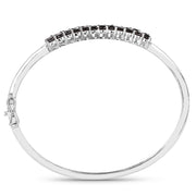 Bids.com 3.53 Carat Genuine Black Diamond .925 Sterling Silver Bangle Bracelets