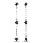 Bids.com 0.66 Carat Genuine Blue Sapphire .925 Sterling Silver Earrings Earrings
