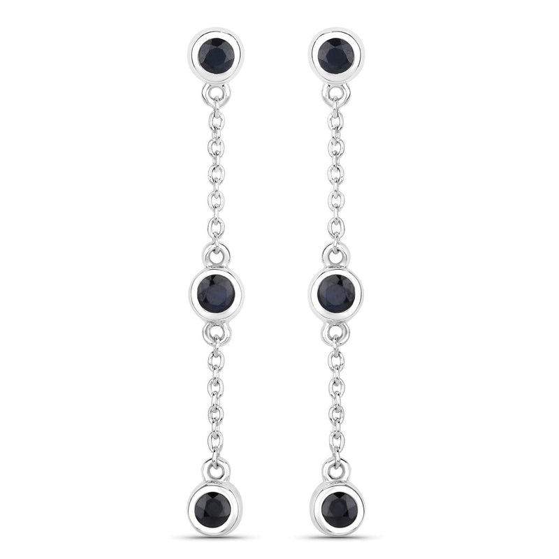 Bids.com 0.66 Carat Genuine Blue Sapphire .925 Sterling Silver Earrings Earrings