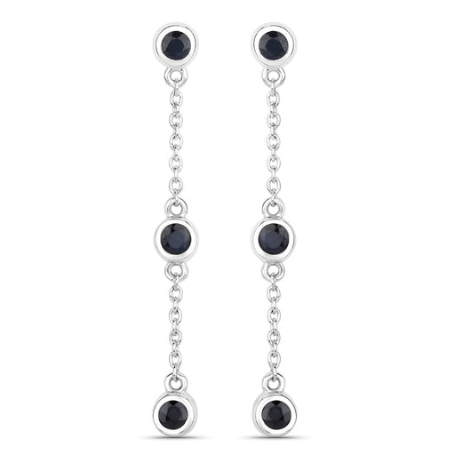 Bids.com 0.66 Carat Genuine Blue Sapphire .925 Sterling Silver Earrings Earrings
